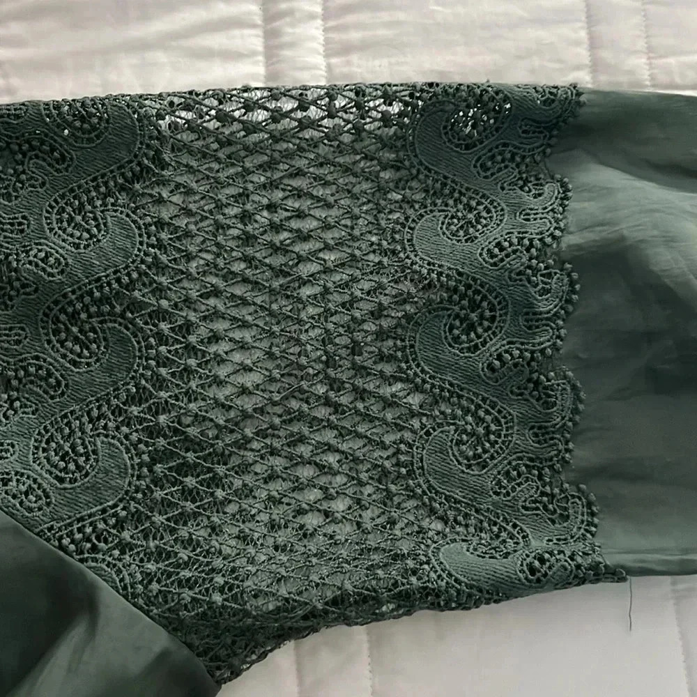 L'Atiste By Amy green Lace Inset Blouse size 1x - Picture 11 of 11